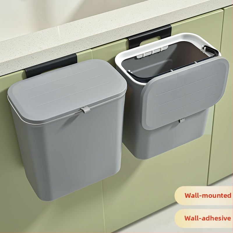 Sieninis šiukšlių dėklas vonios kambariui su pasukamu dangteliu, plastikinis, cilindrinė forma, talpa iki 4 L