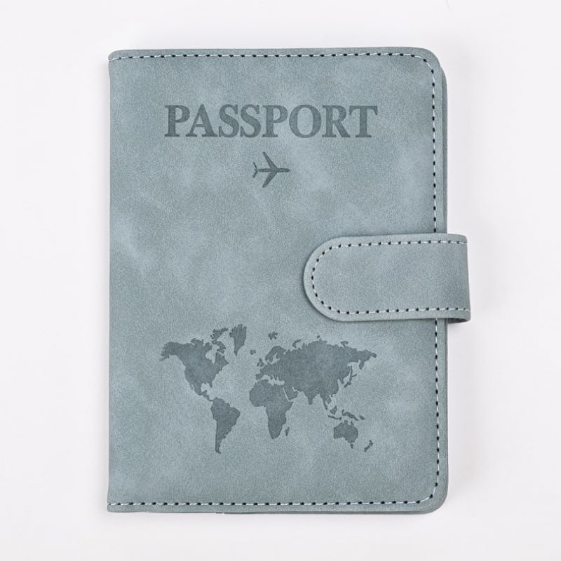 RFID‑védett útlevél tartó szintetikus bőrből, PU béléssel, lopás elleni védelem, uniszex