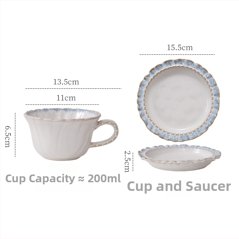 Junpin porcelánový set na kávu s podšálkami, okrúhly tvar, ľahký luxusný štýl, vhodný do mikrovlnky