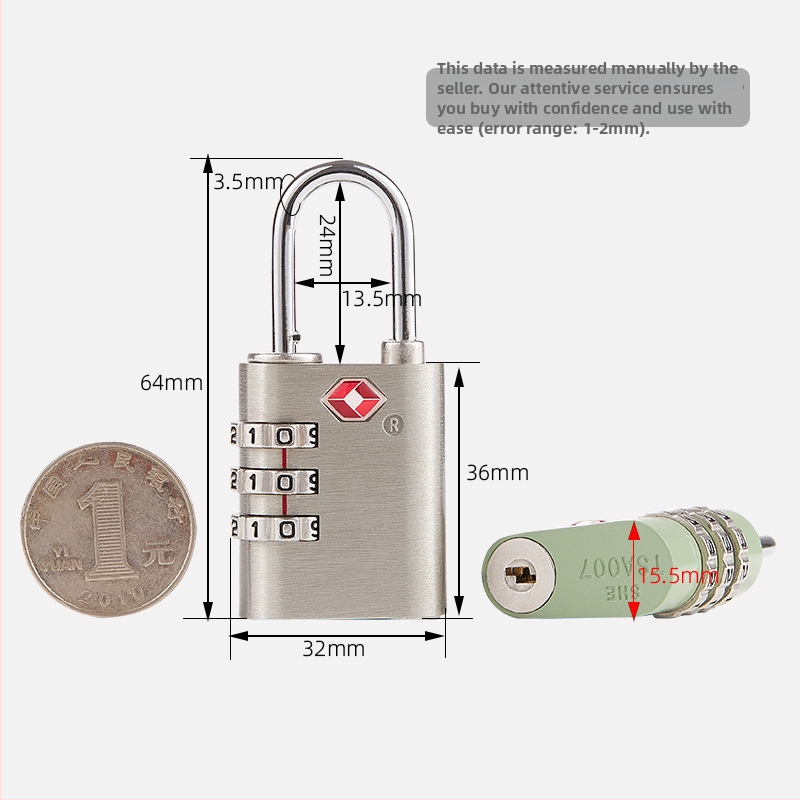Plum Blossom TSA22003 Паролна брава за багаж – цинкова сплав, за багаж, раница, гардероб и чекмедже, модерен стил