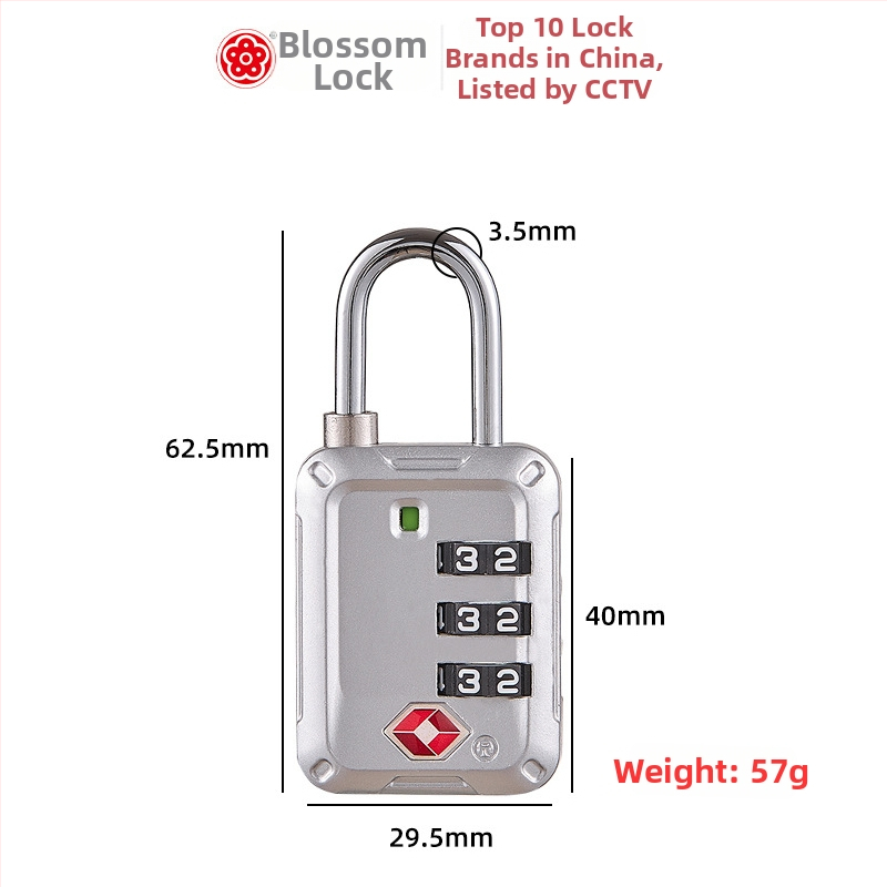 Plum Blossom TSA22003 Паролна брава за багаж – цинкова сплав, за багаж, раница, гардероб и чекмедже, модерен стил