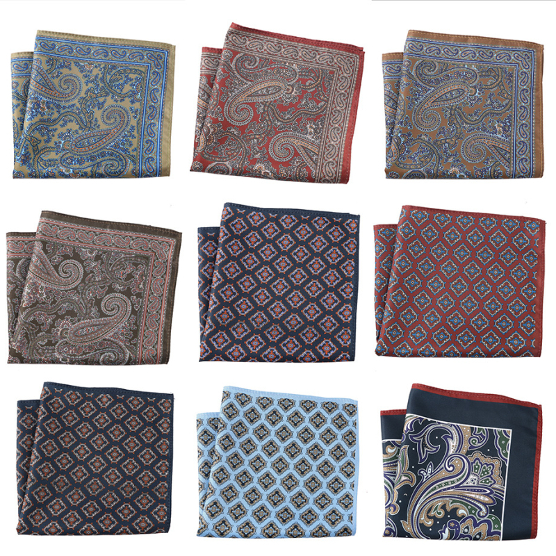 Kabatas lakatiņš Cashew Flower sērijā, ziedu raksts, poliestera-satīns, divpusēja drukāšana, vienslāņu oderējums, 76 gatavi modeļi