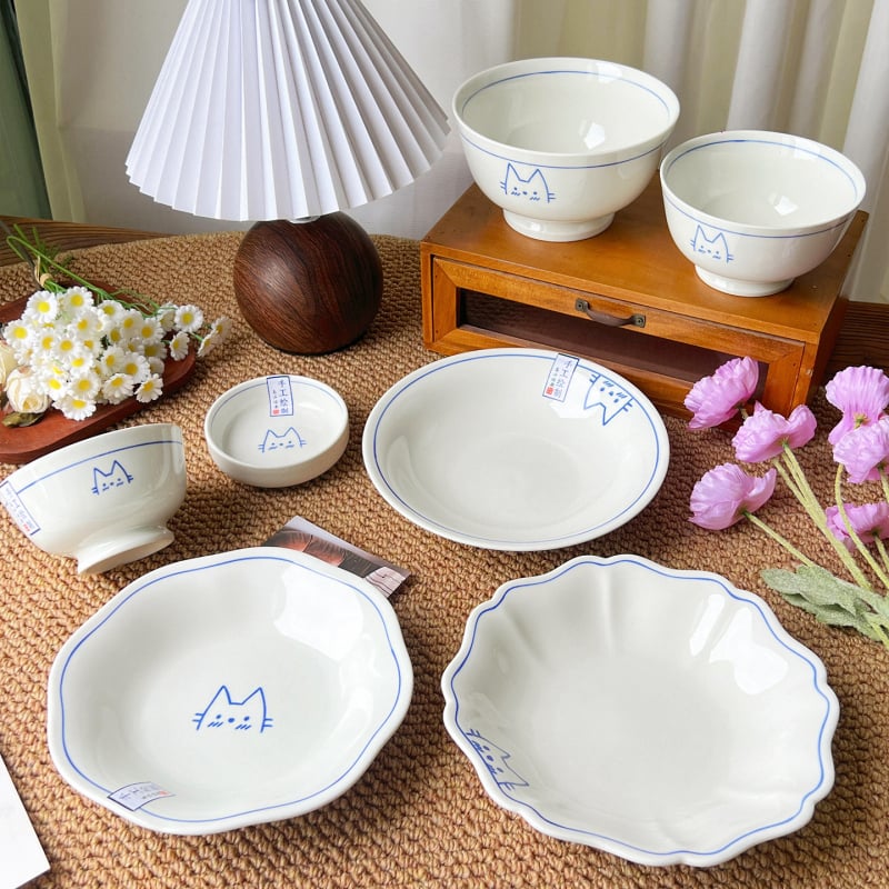 Keramický domáci tanier s tvarom mimozemšťana, karikatúrny vzor, roztomilý štýl, vhodný do mikrovlnky