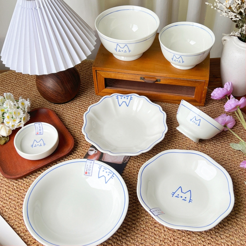 Keramický domáci tanier s tvarom mimozemšťana, karikatúrny vzor, roztomilý štýl, vhodný do mikrovlnky