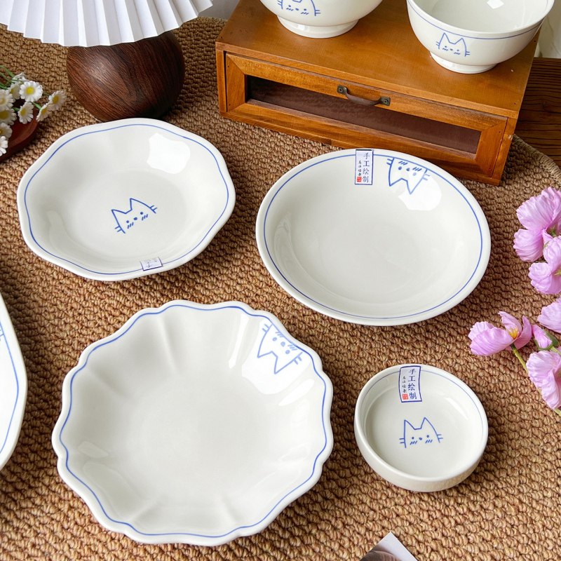 Keramický domáci tanier s tvarom mimozemšťana, karikatúrny vzor, roztomilý štýl, vhodný do mikrovlnky