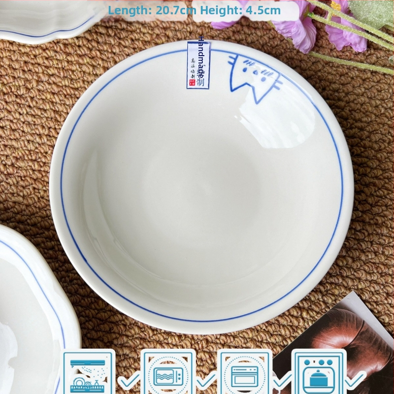 Keramický domáci tanier s tvarom mimozemšťana, karikatúrny vzor, roztomilý štýl, vhodný do mikrovlnky