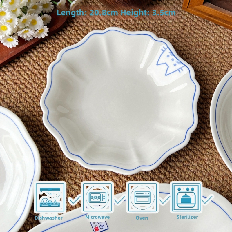 Keramický domáci tanier s tvarom mimozemšťana, karikatúrny vzor, roztomilý štýl, vhodný do mikrovlnky