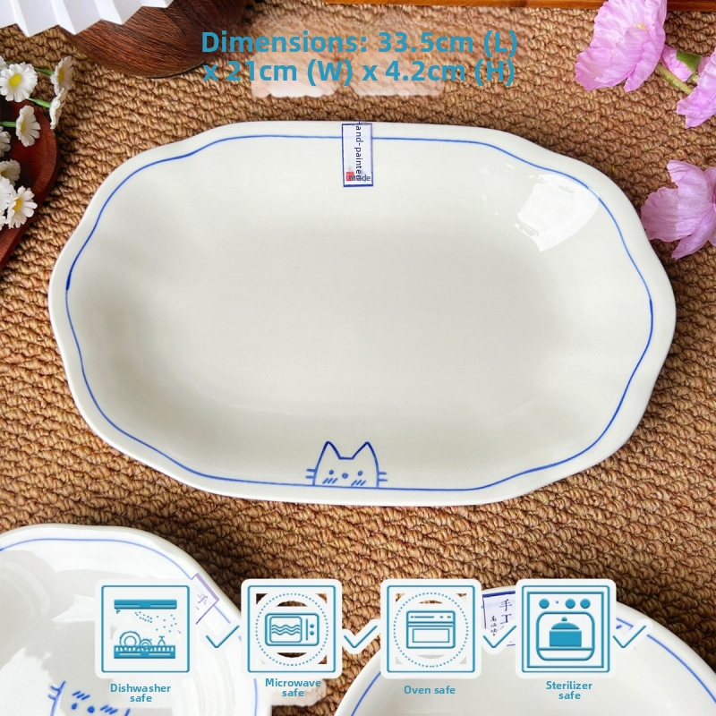 Keramický domáci tanier s tvarom mimozemšťana, karikatúrny vzor, roztomilý štýl, vhodný do mikrovlnky