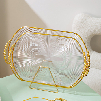 Tavă de ceai din plastic, ovală, cu finisaj placat cu aur, imprimare logo și personalizare