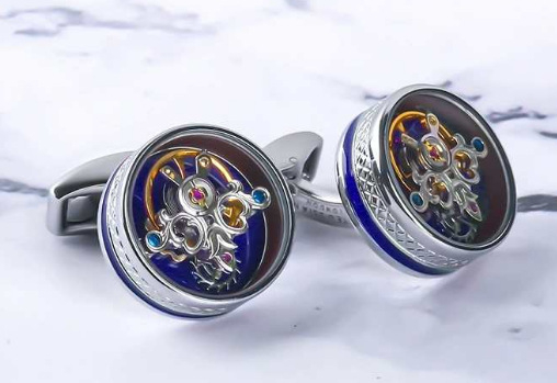 Manžetové gombíky s pohonom Tourbillon - francúzsky štýl, unisex, geometrický tvar; meď materiál, prispôsobiteľné