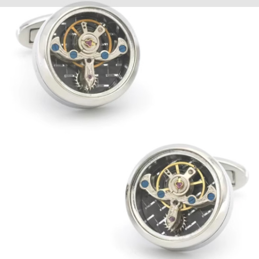 Manžetové gombíky s pohonom Tourbillon - francúzsky štýl, unisex, geometrický tvar; meď materiál, prispôsobiteľné