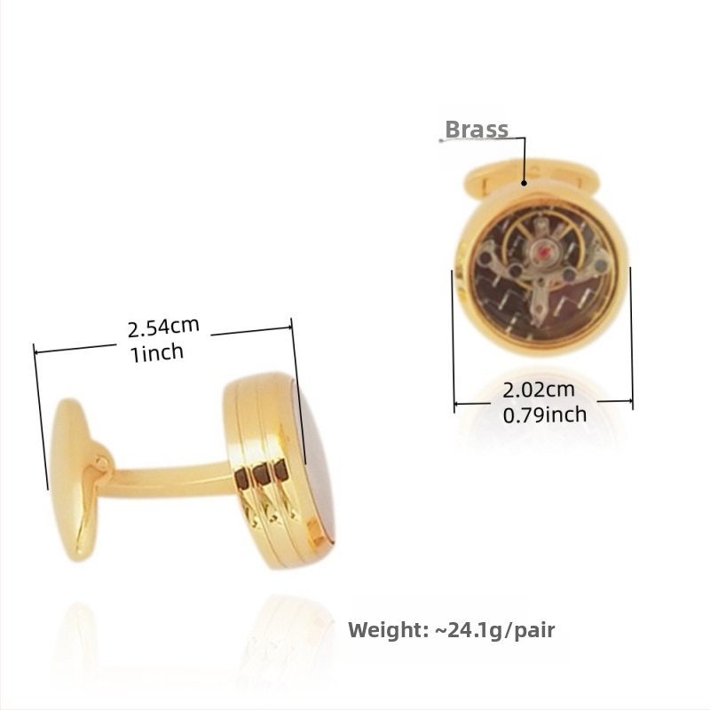Manžetové gombíky s pohonom Tourbillon - francúzsky štýl, unisex, geometrický tvar; meď materiál, prispôsobiteľné