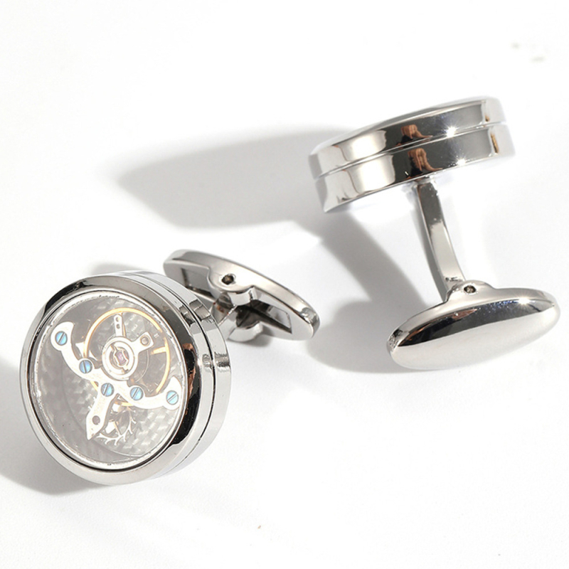 Manžetové gombíky s pohonom Tourbillon - francúzsky štýl, unisex, geometrický tvar; meď materiál, prispôsobiteľné