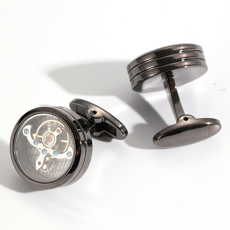 Manžetové gombíky s pohonom Tourbillon - francúzsky štýl, unisex, geometrický tvar; meď materiál, prispôsobiteľné