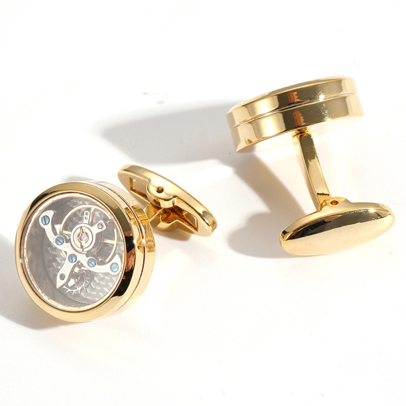 Manžetové gombíky s pohonom Tourbillon - francúzsky štýl, unisex, geometrický tvar; meď materiál, prispôsobiteľné