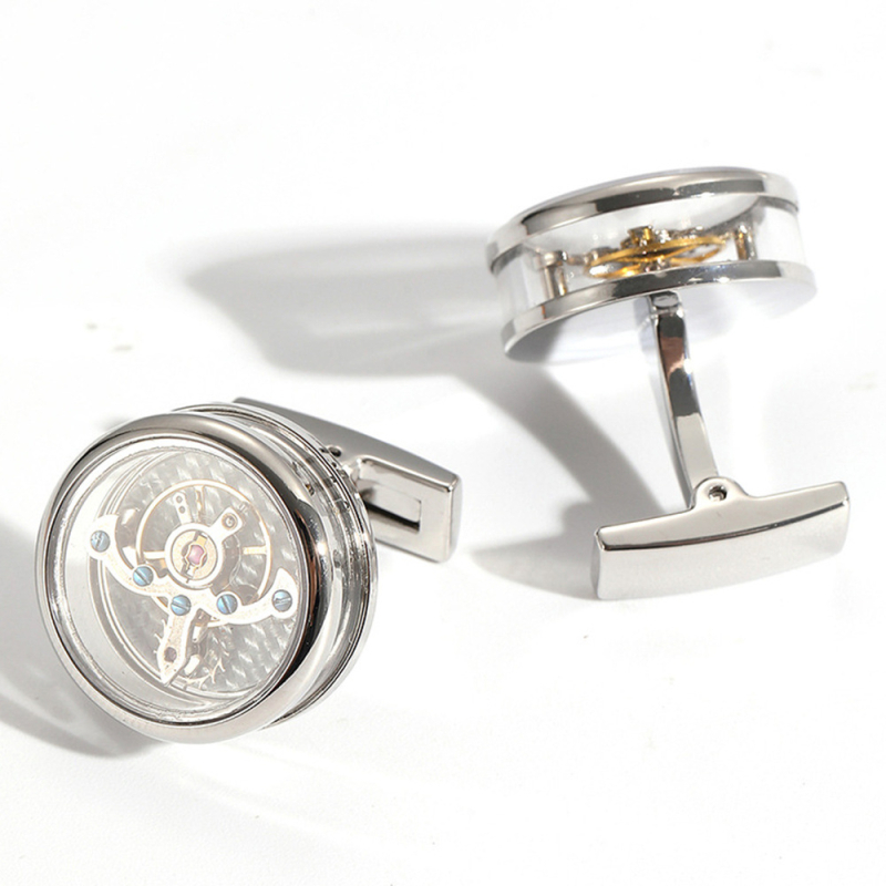 Manžetové gombíky s pohonom Tourbillon - francúzsky štýl, unisex, geometrický tvar; meď materiál, prispôsobiteľné