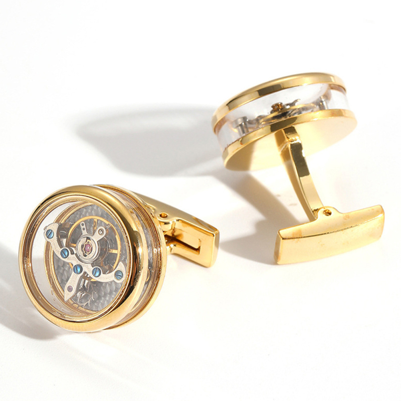 Manžetové gombíky s pohonom Tourbillon - francúzsky štýl, unisex, geometrický tvar; meď materiál, prispôsobiteľné