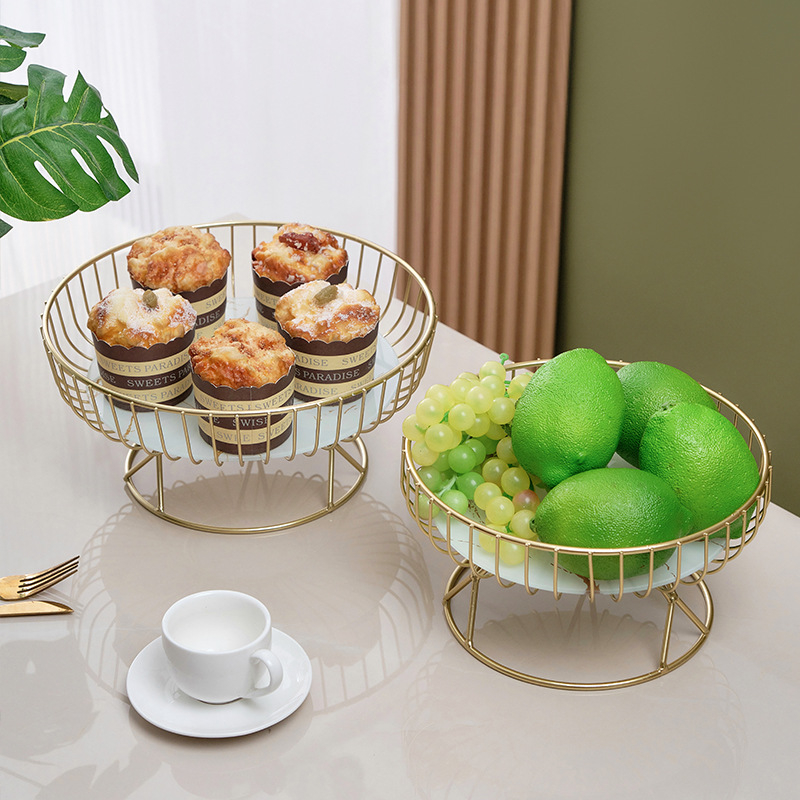 Farfurie din sticlă în stil Nordic Light Luxury – coș pentru fructe, suport desert, platou pentru gustări la ceaiul de după-amiază