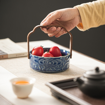 Porcelánový košík na ovocie — minimalistický, ľahký luxus a retro štýl (Materiál: Porcelán; Kategória: košík na ovocie; Značka: Ten thousand collar; Spustenie: leto 2021)