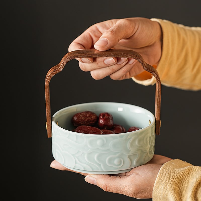 Porcelánový košík na ovocie — minimalistický, ľahký luxus a retro štýl (Materiál: Porcelán; Kategória: košík na ovocie; Značka: Ten thousand collar; Spustenie: leto 2021)