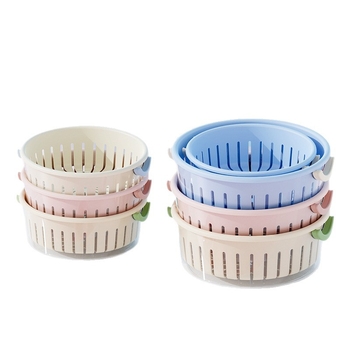 Koš na ovocie s drenážou, dvojvrstvový dizajn, veľký objem, PP+PET materiál, viacúčelový do kuchyne