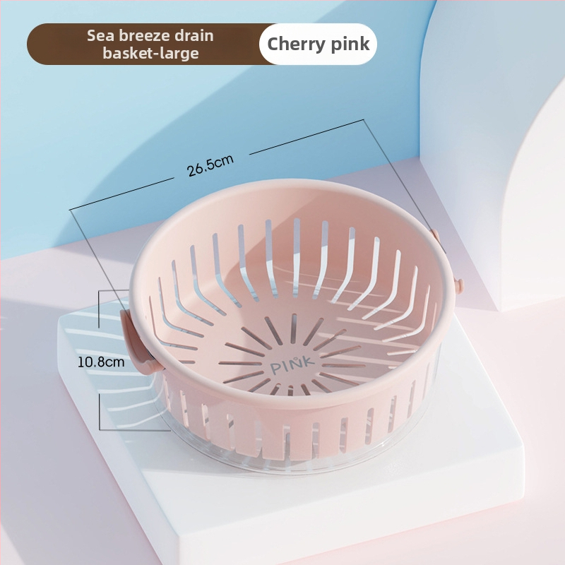 Koš na ovocie s drenážou, dvojvrstvový dizajn, veľký objem, PP+PET materiál, viacúčelový do kuchyne