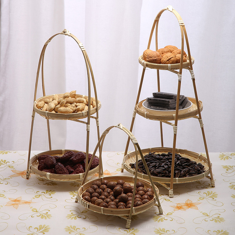 Felie de fructe din bambus, realizată manual, raft de expunere cu mai multe niveluri, Autonomy, stil Light Luxury Retro, Primăvara 2023