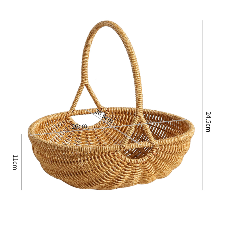 Kens plastový ratanový nákupný kôš – nosič potravín; moderný minimalistický štýl; pre ovocie, zeleninu, kozmetiku a šperky