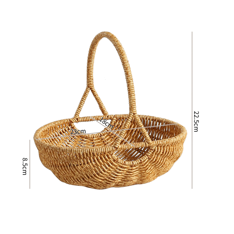 Kens plastový ratanový nákupný kôš – nosič potravín; moderný minimalistický štýl; pre ovocie, zeleninu, kozmetiku a šperky