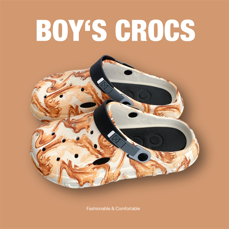 Vīriešu EVA pludmales sandales – plastmases augšējā daļa un zole, EVA zolīte, anti-slīdēšana un ūdensnecaurlaidīgas, papēža augstums 3,0–3,5 cm, raksts divpusējs lācis