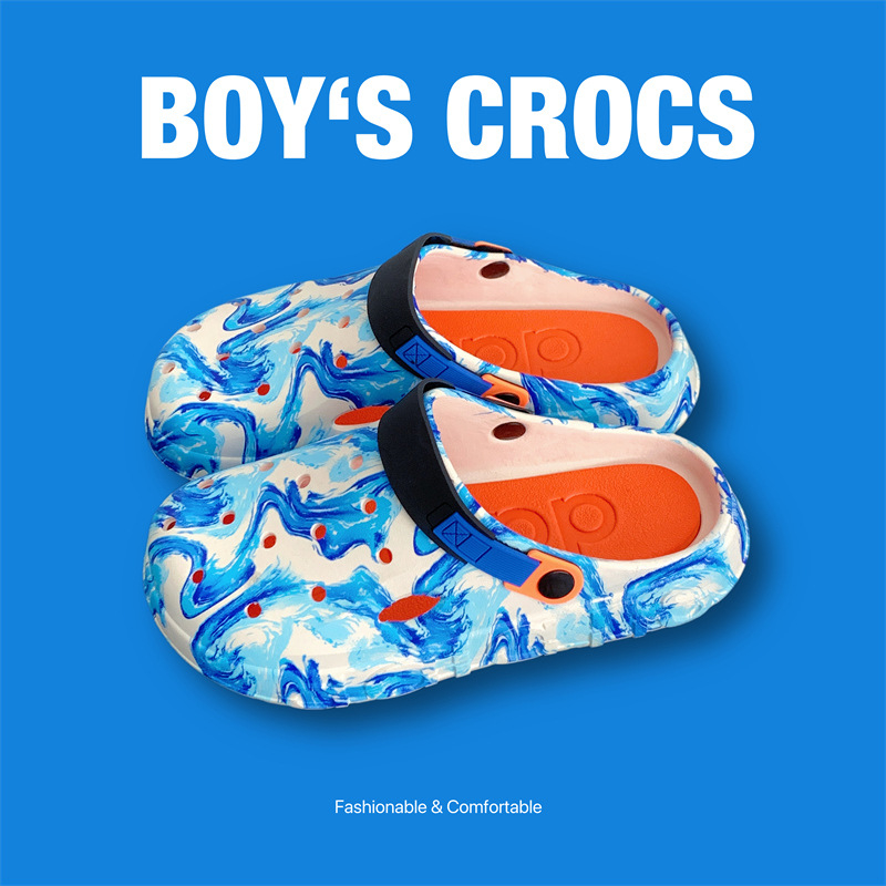 Vīriešu EVA pludmales sandales – plastmases augšējā daļa un zole, EVA zolīte, anti-slīdēšana un ūdensnecaurlaidīgas, papēža augstums 3,0–3,5 cm, raksts divpusējs lācis