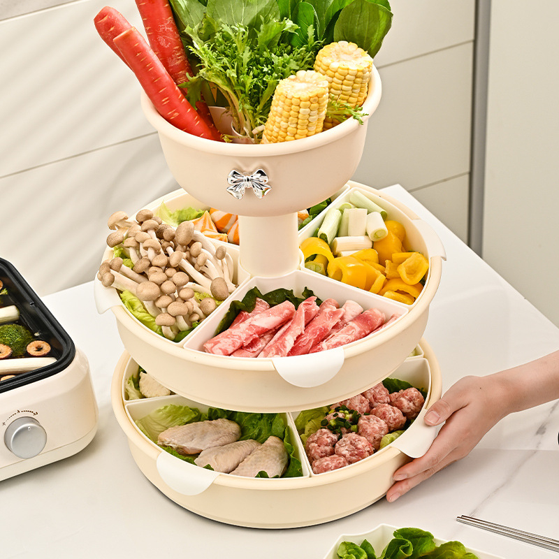 Tava rotativă pentru oale cu coș de scurgere, din plastic, mare, dublă, Guan Zhuojia, Toamna 2020, Clasa I