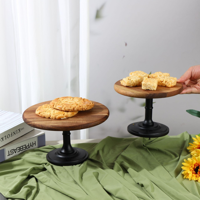 Tavă înaltă din lemn pentru fructe și deserturi – suport de expunere minimalist, Yixuan, lansare vară 2021