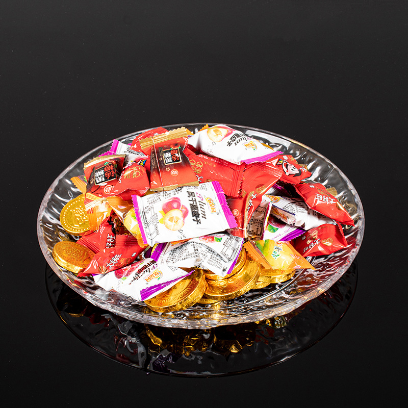 Farfurie pentru fructe din acrilic, cu model de gheață, rotundă, stil lux lejer-retro (Material: Acrilic; Categorie: Farfurie pentru fructe; Marcă: Luminous suit battery; Stil: Lux lejer retro; Calitate: Premium)