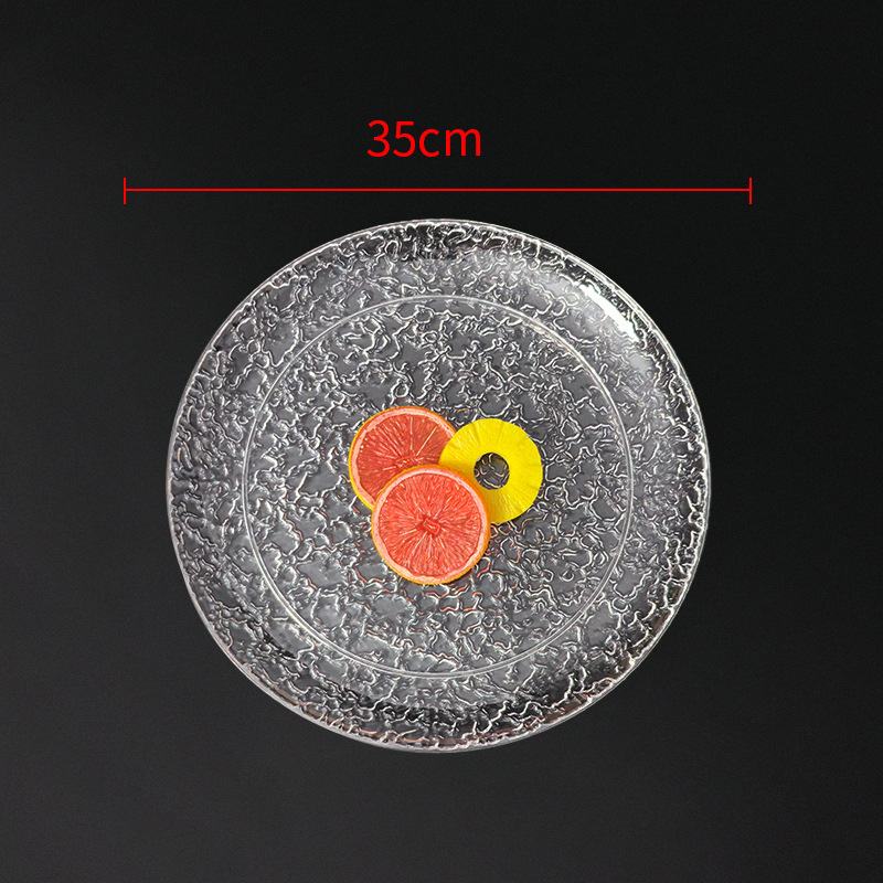 Farfurie pentru fructe din acrilic, cu model de gheață, rotundă, stil lux lejer-retro (Material: Acrilic; Categorie: Farfurie pentru fructe; Marcă: Luminous suit battery; Stil: Lux lejer retro; Calitate: Premium)