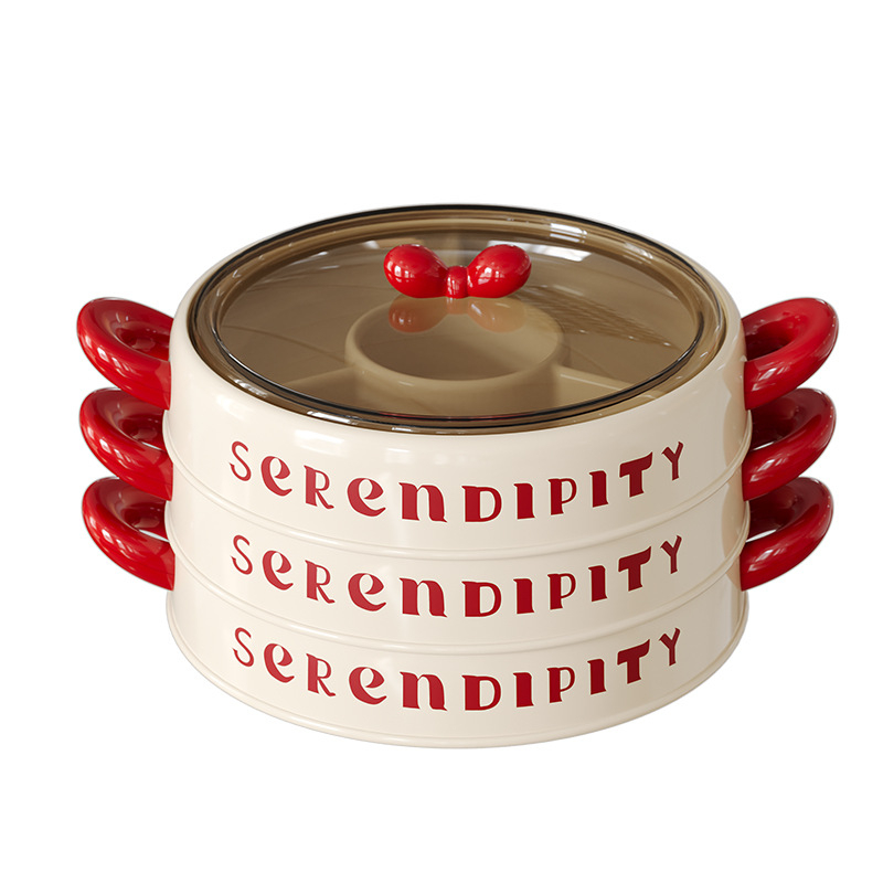 Farfurie de fructe Lechuang, plastic PP, stil modern minimalist, multi-etaj cu capac, lansare vară 2024