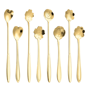 Lingură din oțel inoxidabil cu floare de cireș, model floral, imprimare logo, cadou personalizabil