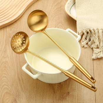 Lingură de gătit din oțel inoxidabil 201, rezistență la temperaturi înalte, protecție împotriva arsurilor, finisaj cu titan