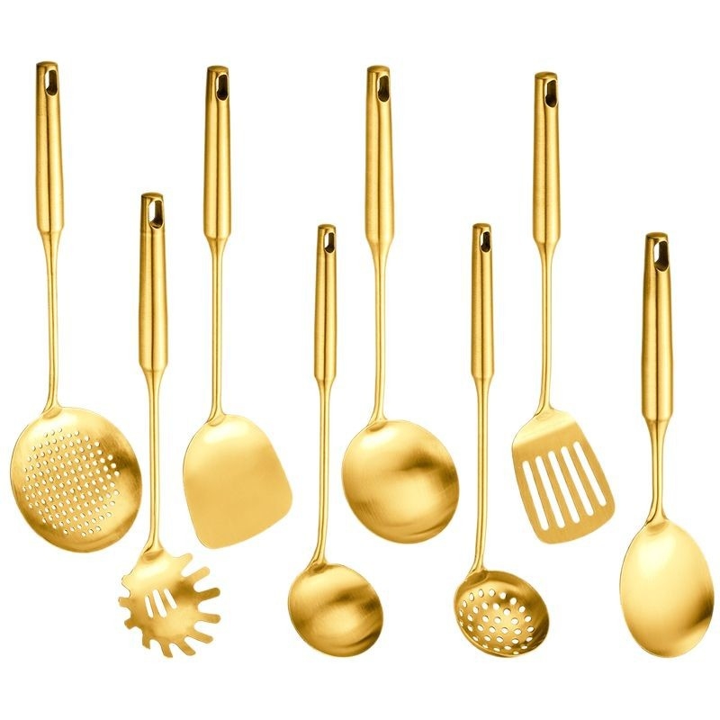 Lingură de gătit din oțel inoxidabil 201, rezistență la temperaturi înalte, protecție împotriva arsurilor, finisaj cu titan