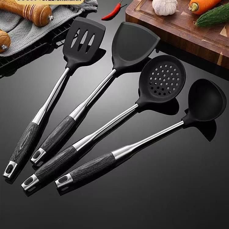 Set silikónových kuchynských špachtiel s nerezovou rukoväťou | potravinársky silikón, nepriľnavé, odolné voči vysokým teplotám, protišmykové