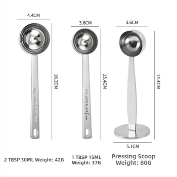 Rozsdamentes acél mérőkanál skálával, 15 ml/30 ml, modern design sütéshez
