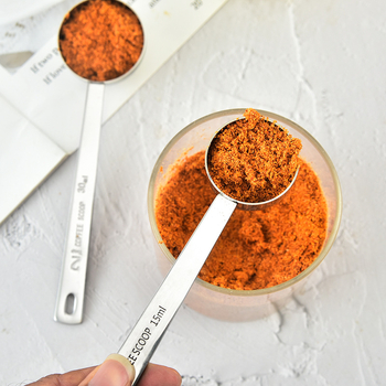 Rozsdamentes acél mérőkanál skálával, 15 ml/30 ml, modern design sütéshez