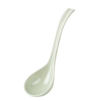 Lingură de supă ceramică, stil japonez, mâner lung, model floral, pentru uz casnic