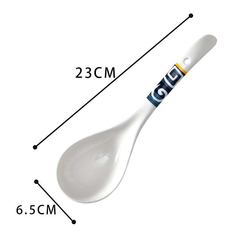 Lingură de supă ceramică Long Xiaoxuan, mâner lung – culoare solidă, pentru adulți