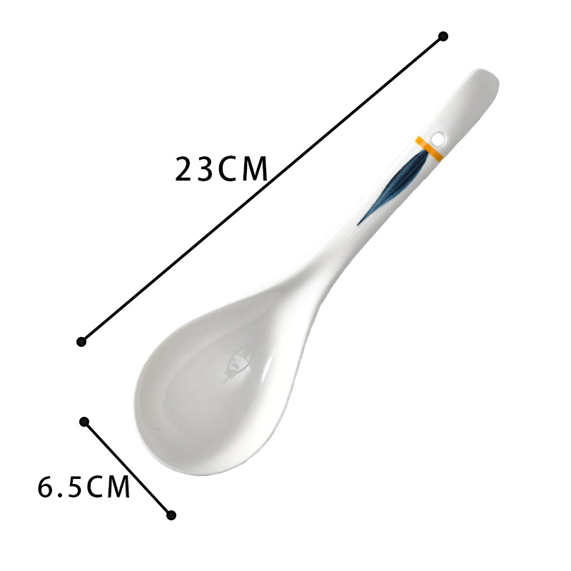 Lingură de supă ceramică Long Xiaoxuan, mâner lung – culoare solidă, pentru adulți