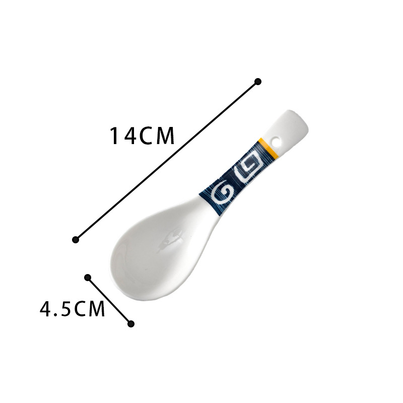 Lingură de supă ceramică Long Xiaoxuan, mâner lung – culoare solidă, pentru adulți