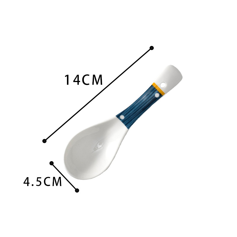 Lingură de supă ceramică Long Xiaoxuan, mâner lung – culoare solidă, pentru adulți