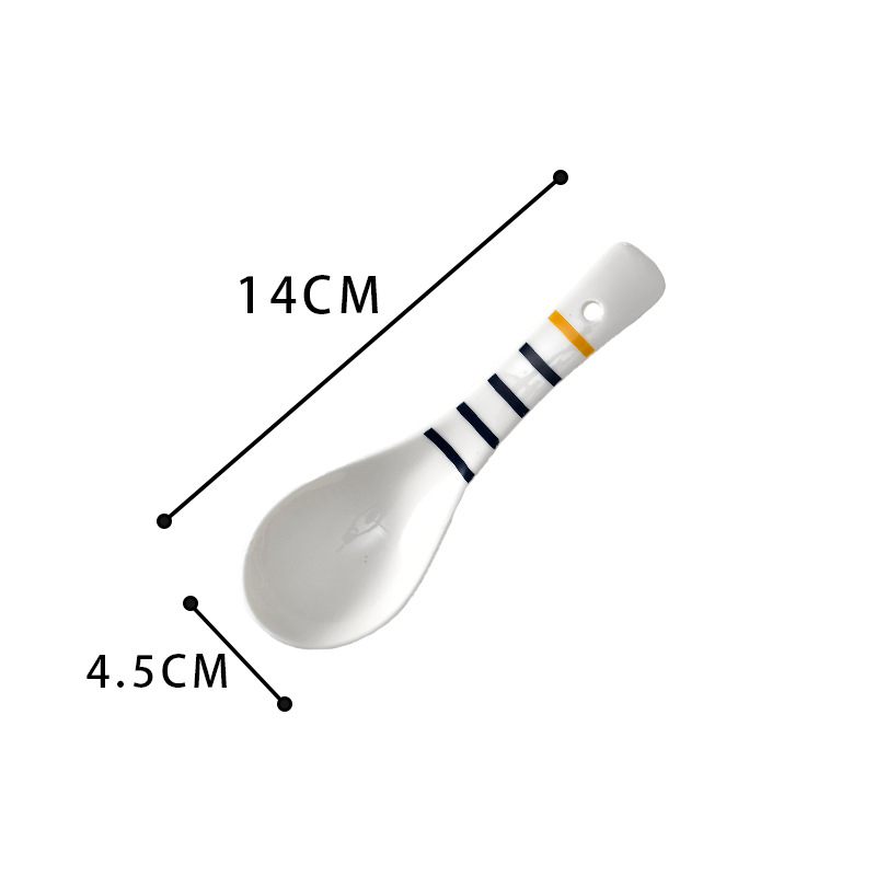 Lingură de supă ceramică Long Xiaoxuan, mâner lung – culoare solidă, pentru adulți