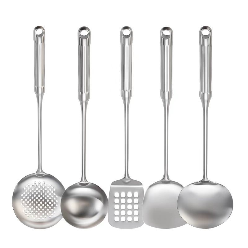 Set lingură și spatulă din oțel inoxidabil 316L cu mânere în formă de coloană romană, design îngroșat, unelte de gătit rezistente la temperaturi înalte