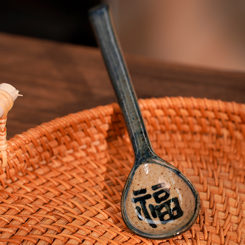 Keramička žlica – japanskog stila, za kašu i desert, nacionalni trend, novi kineski stil